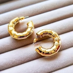 Gold plated contemporary half hoop Earrings