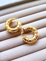 Gold plated contemporary half hoop Earrings