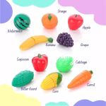 Fruits and Vegetables Set in One Basket with Chopper Board & Knife for Kids, Fruit & Vegetable Combo (Green Basket) - Image 2