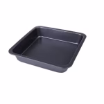 Shopkwik 8 inch Square Black Non-Stick Cake Pans Carbon Steel Bread Baking Pan Tray for Microwave Oven Cookie Cake Moulds, 1Pc (Square pan)