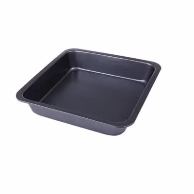 215H8LAMyCL-jpg.avif Shopkwik 8 inch Square Black Non-Stick Cake Pans Carbon Steel Bread Baking Pan Tray for Microwave Oven Cookie Cake Moulds, 1Pc (Square pan) - Image 1