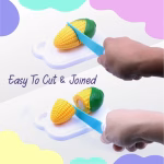 Fruits and Vegetables Set in One Basket with Chopper Board & Knife for Kids, Fruit & Vegetable Combo (Green Basket) - Image 3