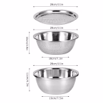3 in 1 Stainless Steel Slicer, Strainer & Salad Bowl - Image 2