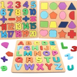 Wooden Puzzles for Toddlers – 3 in 1 Educational Board