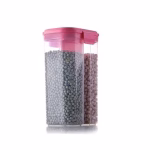 Shopkwik 2 Section Space Saver Air Tight, PET Transparent Plastic Container for Grocery, Flour, Snacks, Cereal, Grain Kitchen Storage Container (2000 ML, 2 in 1, Air Tight, Multicolor, 1 PCS)
