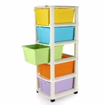 Shopkwik 5 Layer Foldable Modular Drawer Organizer Multipurpose Drawers Boxes Storage Rack, Extra Large Basket, Plastic (Multi Color)(Large)