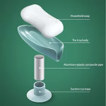 Leaf-Shape Soap Dish with Suction Cup – Self Draining - Image 5