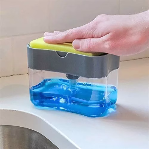 412Sh8obGvL-jpg.avif Shopkwik 2 in 1 Soap Pump Dispenser for Dishwasher Liquid Soap Sponge Holder Free Sponge - Image 1