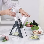 Shopkwik Mandoline Slicer, 5 in 1 Vegetable Chopper, Safe Kitchen Chopping Artifact, Cutter, Julienne, Dicer, Kitchen Accessories Gadgets (Pack of 1)