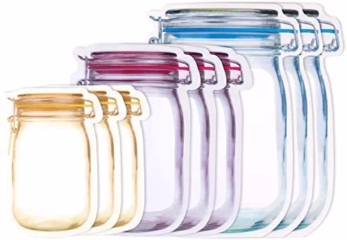 419rMCjET8L-jpg.avif Shopkwik Jar Shaped Food Graded Stand Up Plastic Pouch with Zipper Pack of 9 (3 pcs Small 100 Gm, 3 pcs Medium 250 Gm, 3 pcs Large 500 Gm) - Image 1