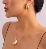 Celebrity Inspired Stylish Gold Silver Plated Teardrop Earrings Dupes for Women Girls Teenagers Trending Oversized Lightweight Statement Waterdrop Earrings - Image 4