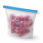 Shopkwik Silicone Food Bag Reusable Seal Storage Container Silicone Food Preservation Bag Freezer Leak-Proof Cooking Ziplock Bags Blue 1000 ml (1 liter, 3 piece)