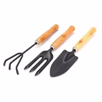 Shopkwik 3 Pcs Mini Garden Tool Set Gardening Shovels, Spade, Rale with Wooden Handles