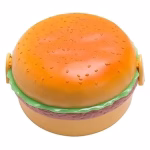 Shopkwik Burger Shape Lunch Box for Kids - School Tiffin Box for Boys & Girls, Leak Proof Plastic Snacks Lunch Box with 3 Layer 4 Compartments with 2 Spoons for Adults and Kids PP (Pack of 1)