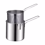 Shopkwik Small Deep Frying Pot with Basket 1200ml Stainless Steel Fryer Pot with Long Handle Mini deep Oil Fryer for French Fries/Shrimp/Fish/Chicken Wings/Boiling Butter/Sauce/Gravies/Pasta(1-Pcs)