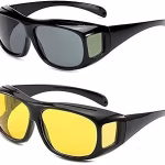 HD Vision UV Protection Polarized Anti-Glare Sunglasses | Day & Night Driving Glasses | Fit Over Prescription Glasses | Unisex Goggles Combo Pack (2 pcs)
