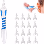 Shopkwik ABS and Silicone Smart Soft Spiral Swab Easy Earwax Removal Ear Cleaner (White) (b) (BLUE)