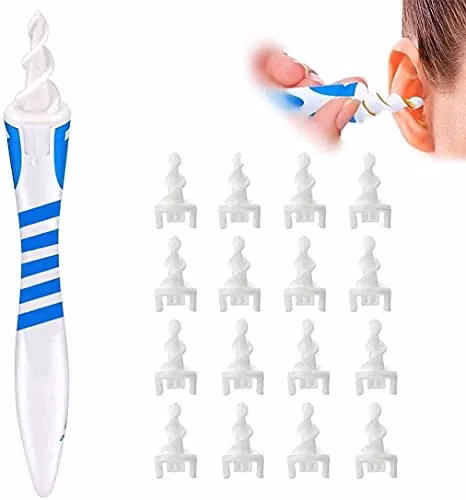 41gP0ahC7nS-jpg.avif Shopkwik ABS and Silicone Smart Soft Spiral Swab Easy Earwax Removal Ear Cleaner (White) (b) (BLUE) - Image 1