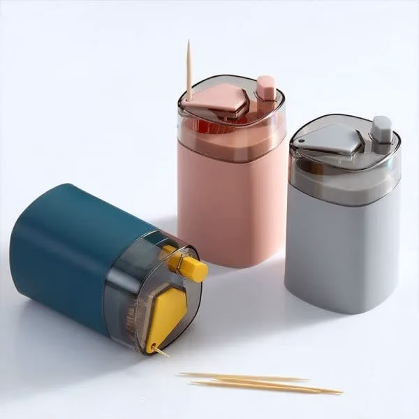 41gUGnkGZ0L-jpg.avif Shopkwik Toothpick Holder Dispenser, Pop-Up Automatic Toothpick Dispenser for Kitchen Restaurant Thickening Toothpicks Container Pocket Novelty, Safe Container Toothpick Storage Box - Image 1