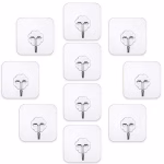Shopkwik Adhesive Sticker ABS Plastic and Steel Hook Waterproof Transparent Hooks Hanger for Wall Kitchen Bathroom Bedroom Accessories Heavy Duty Sticky Hooks (Pack of 15)