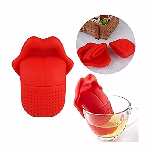 41icH_kHkBL-jpg.avif Shopkwik Lips Tongue Designed Silicone Tea Infusers Tea Barware Food Grade Strainer, Tongue Tea Infuser - Premium 100% Food Grade Silicone, Dishwasher Safe.(Color Red) - Image 1