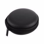 Shopkwik Round Zippered EVA Pouch for Earphone USB Cables Earbuds (Black) Pack of 1