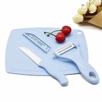 Shopkwik 3 in 1 Fruit Knife Sets Paring Knives Chopping Boards Fruits Peeler 3PCS Suits Kitchen Cooking Vegetable Ceramic Knife Tools