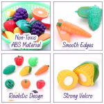 Fruits and Vegetables Set in One Basket with Chopper Board & Knife for Kids, Fruit & Vegetable Combo (Green Basket) - Image 5