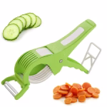 Shopkwik Plastic 2 in 1 Vegetable & Fruit Multi Cutter with Peeler | Bhindi Cutter Slicer | Stainless Steel 5 Blade Vegetable Cutter with Peele (2)
