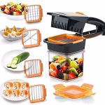 Shopkwik Multifunction Nicer - 5 in 1 Plastic Slicer Vegetable & Fruits Cutter, Stainless Steel Blades Chopper, Peeler with Container Onion Cutter, Vegetable, Fruit (Pack of 1)…