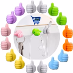 Shopkwik Thumb Shaped Decorative Self Adhesive Silicone Wall Hooks, Cable Organizers for Home & Office - Multi Color (Pack of 10)