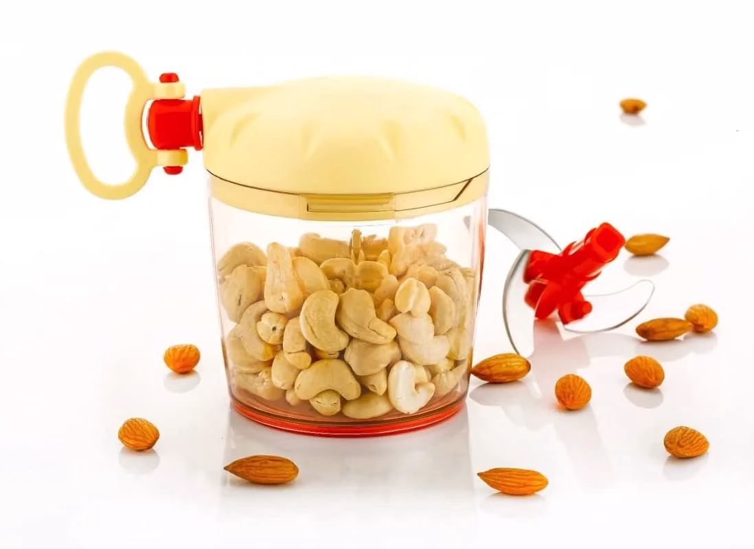 51JcatGXjnL._SL1098-jpg.avif Shopkwik New Handy Chopper for Vegetable, Fruit and Dry Fruit Cutter with 3 Stainless Steel Blade - 450ml - Image 1