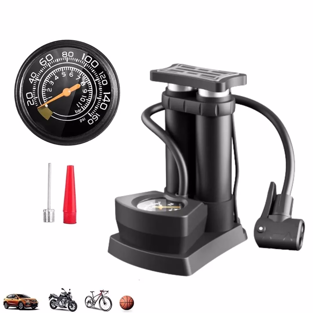 51XHjE-vLiL._SL1080-jpg.avif Shopkwik Double Cylinder Pump Car, Bike,Bicycle Pump & Cycle Pump Bicycle Tire Pump-160Psi-Multicolour - Image 1