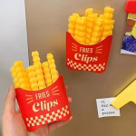 Shopkwik home and kitchen Creative Snack Sealing Clips Clamp French Fries Plastic Bag Sealers with Holder Fridge Magnet Small Packets Food Seal Mini Clips (12 PCS Set)