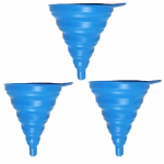 Shopkwik Flexible Silicone Foldable Kitchen Funnel for Liquid/Powder Transfer Hopper Food Grade Set Of 3 Silicone Collapsible Funnel Kitchen Tool Gadget