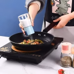 Shopkwik Autolink 2 pcs Salt Dispenser Metering Salt Shaker Press-Type Quantitative Seasoning Sprice Bottle Glass Spice Salt Pepper Container Dispenser Air-Tight Glass