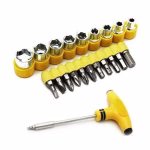 Shopkwik 24 pcs T Shape Screwdriver Set Batch Head Ratchet Pawl Socket Spanner Hand Tools