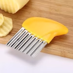 Shopkwik Potato Cutter Stainless Steel Crinkle Cutter Potato Chips Cutter - Wave Blade Cutter | Fries Slicer Potato Cutter for Chips, Vegetable, Carrot, Onion, Cucumber | 11 X 8 X 1 cm | Multi