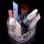 Shopkwik Heart shape acrylic cosmetic stand | Brush Storage box Organizer | Acrylic Heart Shape Lipstick Holder | Acrylic Heart Shape cosmetic Organizer