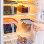 Shopkwik Multipurposes Fridge storage containers & jar Set Plastic Refrigerator Box with Handles and Unbreakable kitchen storage Vegetable, Food, Fruits Basket - 1000 ml (Pack of 6, Blue)