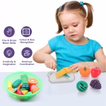 Fruits and Vegetables Set in One Basket with Chopper Board & Knife for Kids, Fruit & Vegetable Combo (Green Basket) - Image 6
