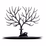 Shopkwik Deer/Antlers Jewelry Holder Deer Tree | Creative Sika Deer Tree Tray Display Stand Holder (Black)