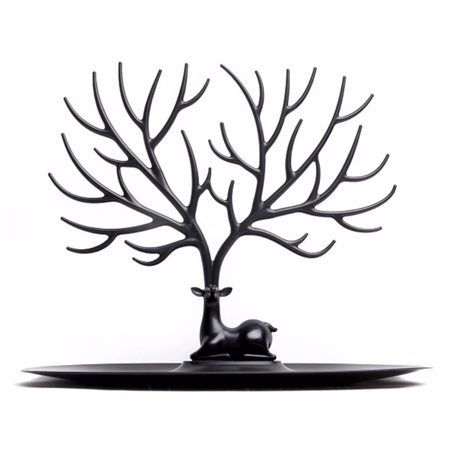 612tI5uvx5L._SL1500-jpg.avif Shopkwik Deer/Antlers Jewelry Holder Deer Tree | Creative Sika Deer Tree Tray Display Stand Holder (Black) - Image 1