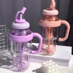 1300ML Insulated Water Bottle with Straw & Handle | Leak-Proof Ice Cream Shaker | Transparent Tumbler for Gym, Camping, Office, Fitness, Outdoor Activities & Tea Infuser, Ideal for Gift
