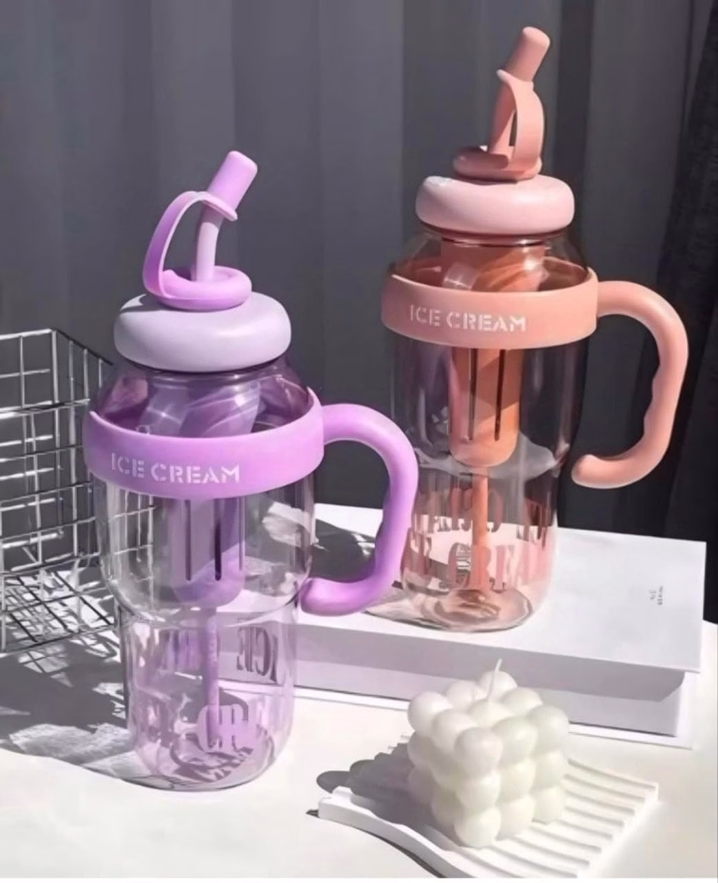 61A1akoqkaL._SL1280_.avif 1300ML Insulated Water Bottle with Straw & Handle | Leak-Proof Ice Cream Shaker | Transparent Tumbler for Gym, Camping, Office, Fitness, Outdoor Activities & Tea Infuser, Ideal for Gift - Image 1