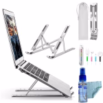Splendid Adjustable Aluminum Laptop Stand - Foldable, Ventilated, Portable Stand for Desk & Tabletop, Compatible for 13-15 inch Laptops, Comes with Carry Pouch (Silver)