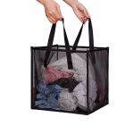 Shopkwik Pop Up Laundry Baskets - Mesh Collapsible Laundry Hampers Storage with Handle - Foldable for Washing Storage, Great for The Kids Room, College Dorm, Travel Organizer (Black)
