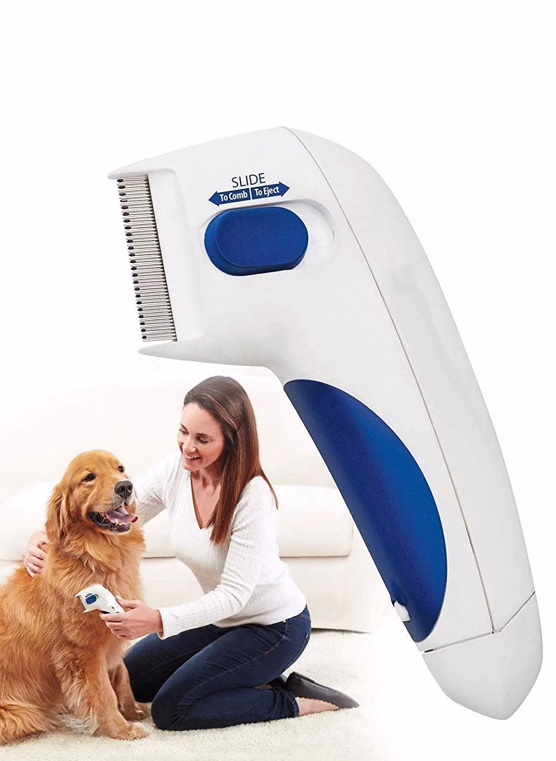 61KM_9AL0FL-jpg.avif Shopkwik Square Portable Electric Flea Comb for Dog, Puppy, Cat, Kitten || Pet Comb for Removing Lice, Ticks and Flea - Image 1
