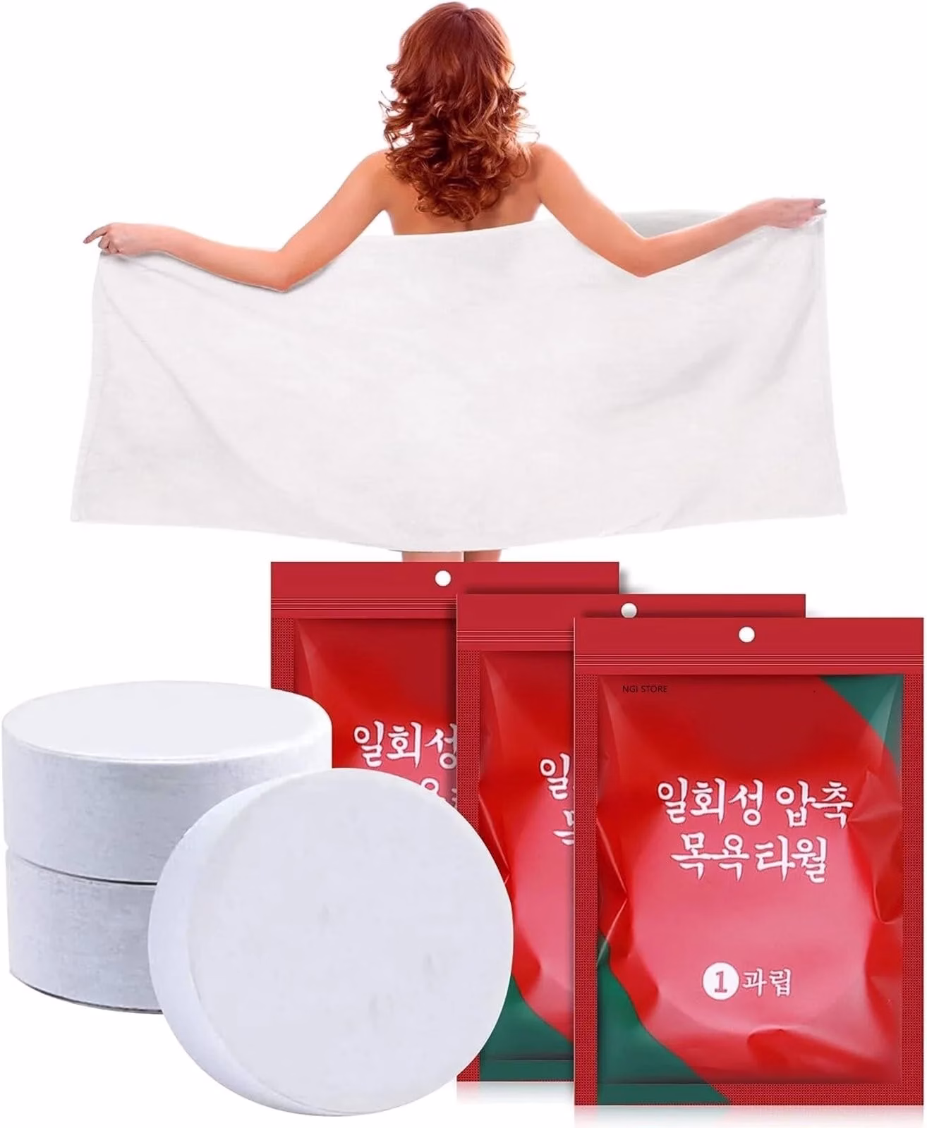 61apx3olGGL-jpg.avif Shopkwik 4 Compressed Bath Towel Tablets, Pure Cotton Portable Disposable Hypoallergenic Dehydrated Expandable Compact Compressed Towels Washcloths for Camping Swimming Traveling Hiking - Image 1