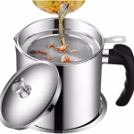 Maloren Modular Kitchen Oil Filter Stainless Steel Household Oil Pot with Lid Cooking (Best Oil & Health Shaver) Oil Fat Separator for Filter Residue 1.5L
